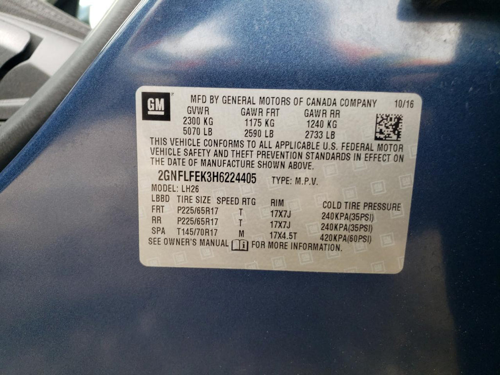 Chevrolet equinox lt 2GNFLFEK3H6224405