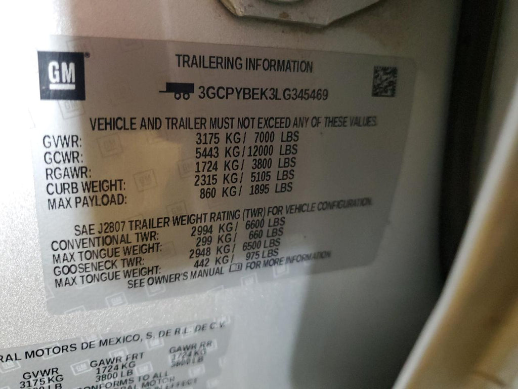 Chevrolet silverado 3GCPYBEK3LG345469