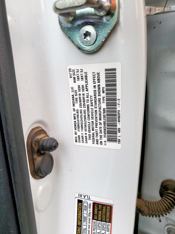 Honda cr-v exl 7FARW2H80LE007889